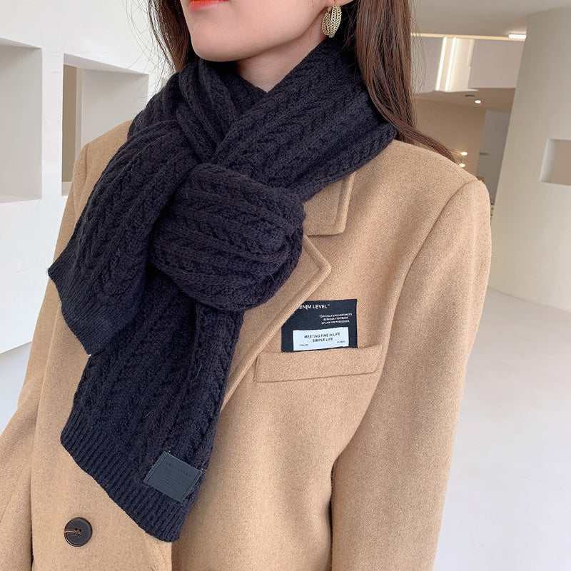 Women's Versatile Warm Solid Color Hollow Knitted Cashmere Scarf