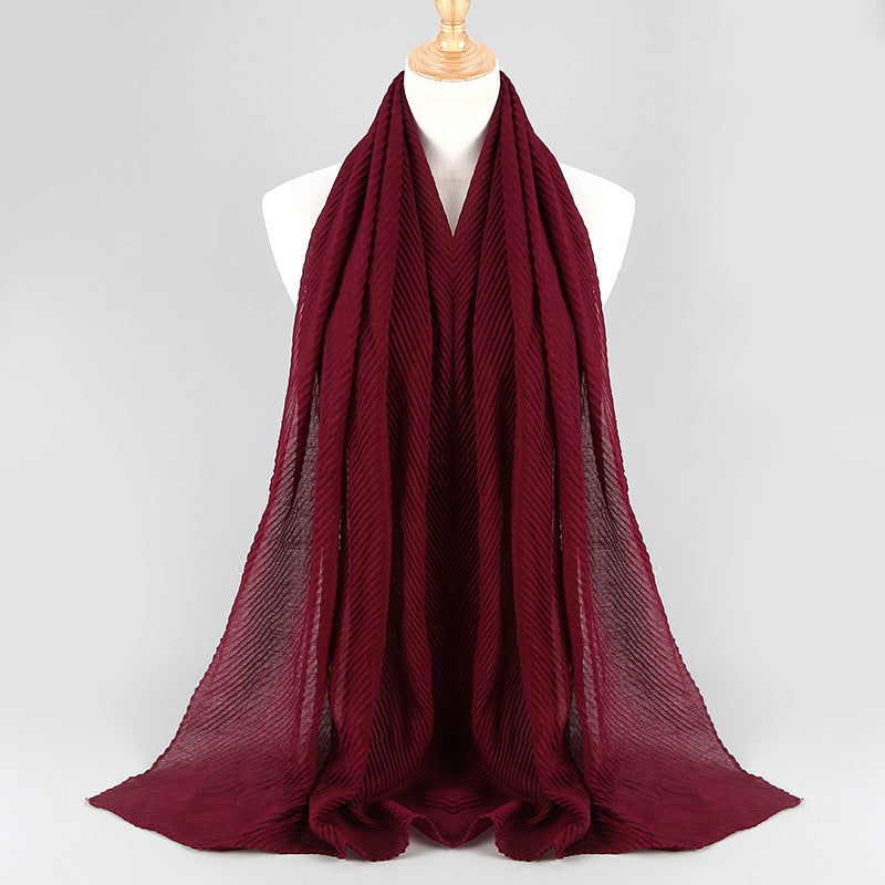 Twill Crumpled Pleated Scarf Women's Bag Headscarf