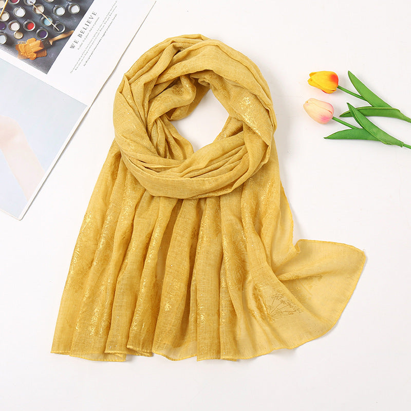 Vintage Bronzing Small Flower Cotton Scarf