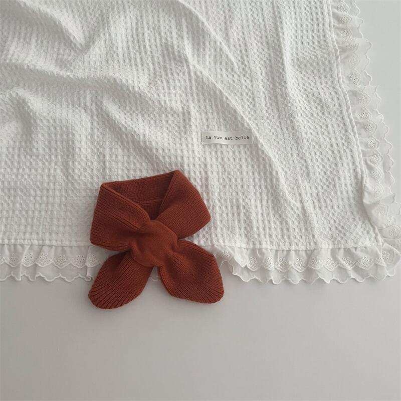 Korean Version Of Solid Color Knitted Cross Small Scarf