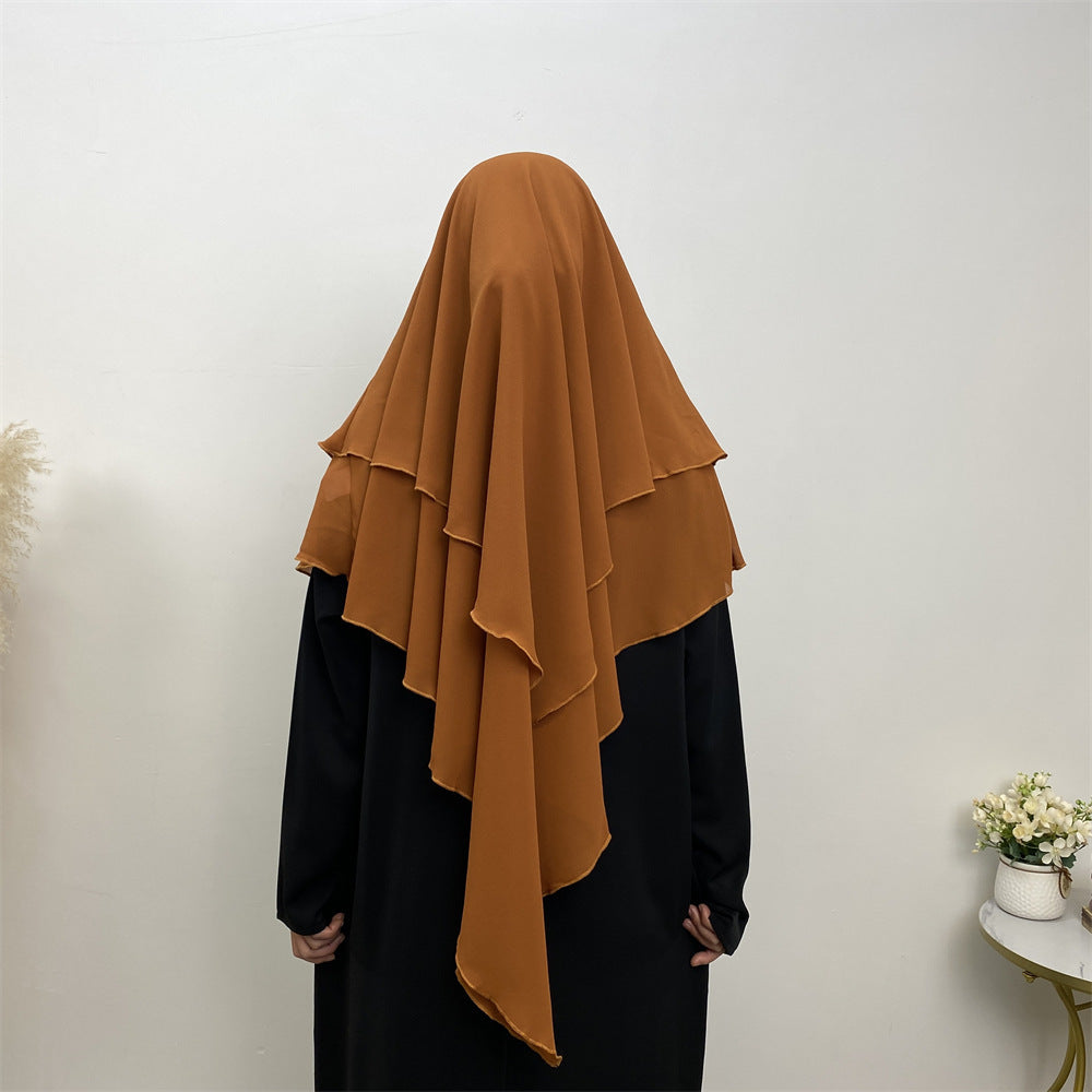 Solid Color Chiffon Turban Solid Color Double Layer
