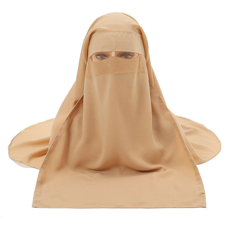 Chiffon Headscarf Mask Sun-proof Set
