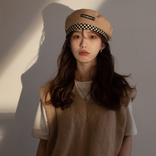 Women's Fashion Net Celebrity Checkerboard Beret