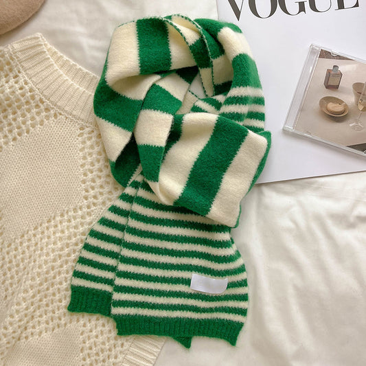 Warm Striped Thickened Student Couple Scarf