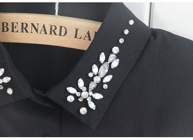 Chiffon Rhinestone Fake Collar Shirt Women's Shawl