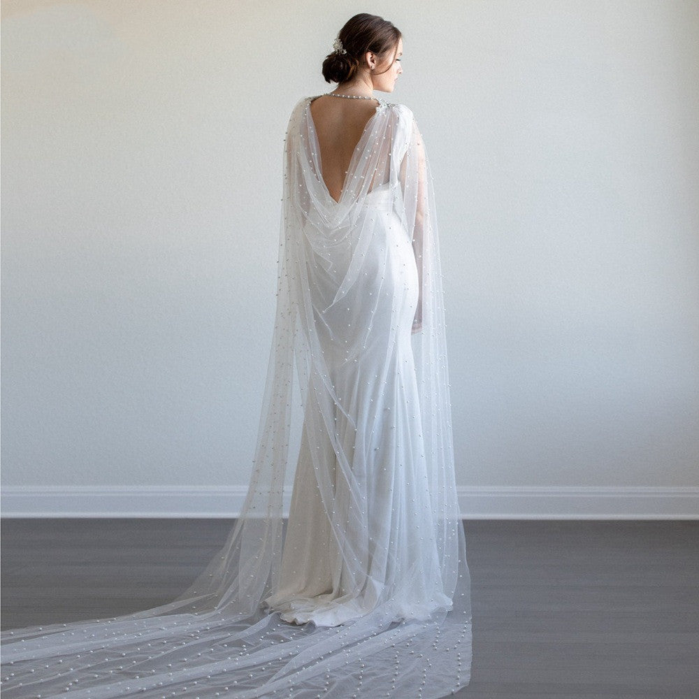 Bridal Cloak White In Thin Section Mesh Stage