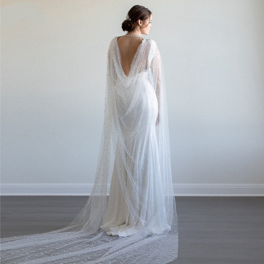 Bridal Cloak White In Thin Section Mesh Stage