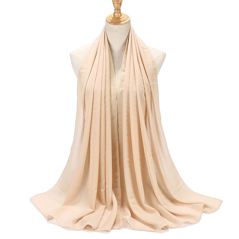 Natural Wrinkle Monochrome Chiffon Scarf Breathable Pleated Women's Toe Cap Scarf