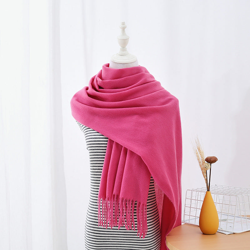 Solid Colored Long Towel Thickened For Warmth