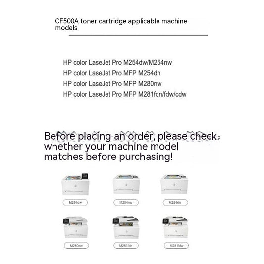Applicable To M281fdw M280nw Toner Cartridge M254dwnw CF500A 202A Cf5 40 Toner Cartridge