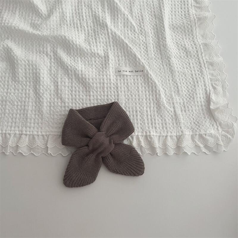 Korean Version Of Solid Color Knitted Cross Small Scarf