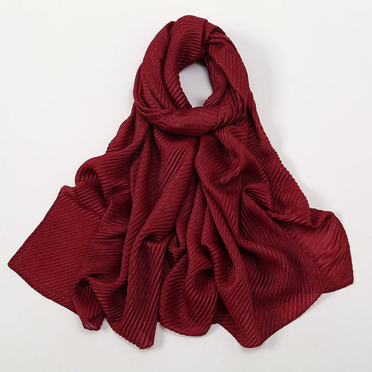 Pure Color Crumpled Polyester Soft Women's Casual Scarf