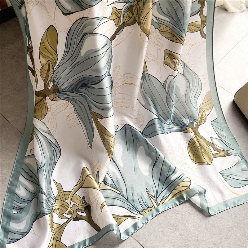 Simulated Silk Scarf Female Dual-use Air-conditioning Shawl Sarong