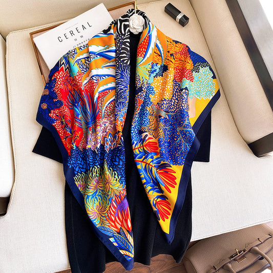 Printed 90 Square Towel Fashion Printed Decoration Sunscreen Shawl