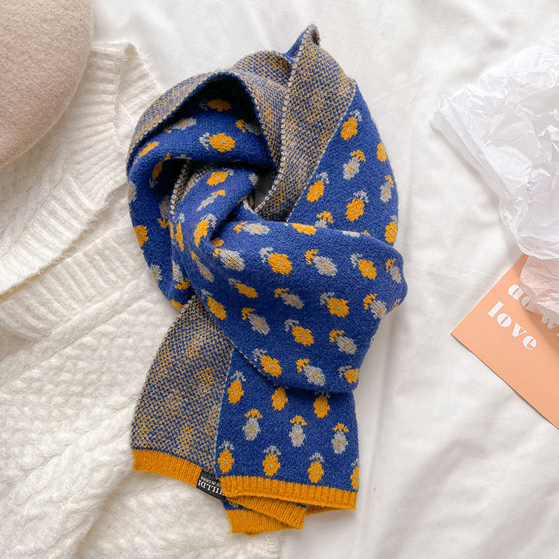 Fashion Printed Wool Warm Scarf Women's Dual Use