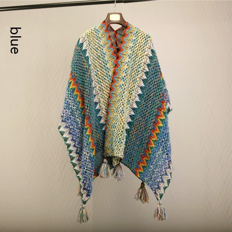 Ethnic Style Travel Cloak Scarf Dual-use