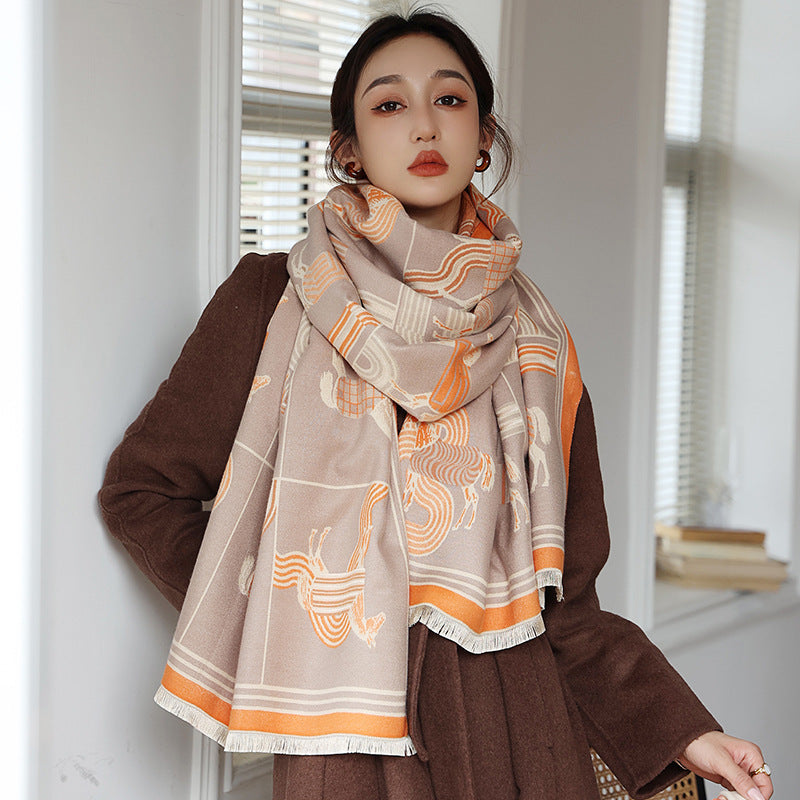 Air-conditioned Room Cashmere-like Talma Student Scarf Thickened Outer Wear
