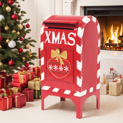 Red Iron Christmas Mailbox Decoration
