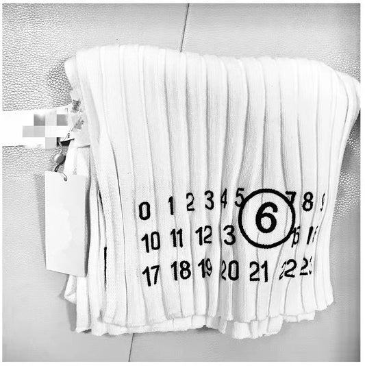 Embroidered Rib Knitted Men's And Women's Scarves
