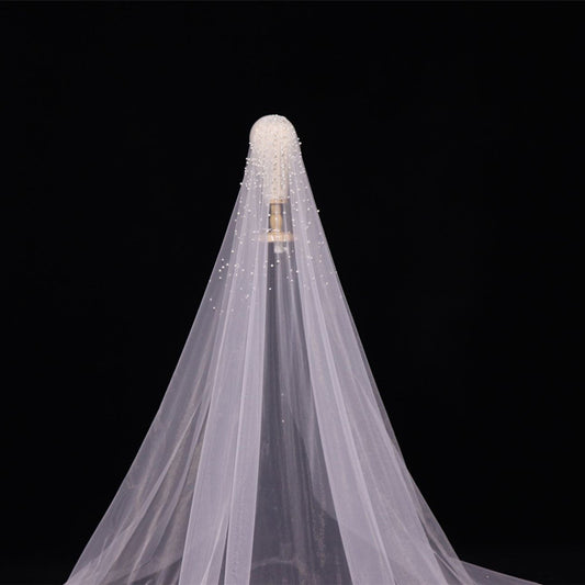 Korean Beautiful Pearl Headdress Super Long Bride