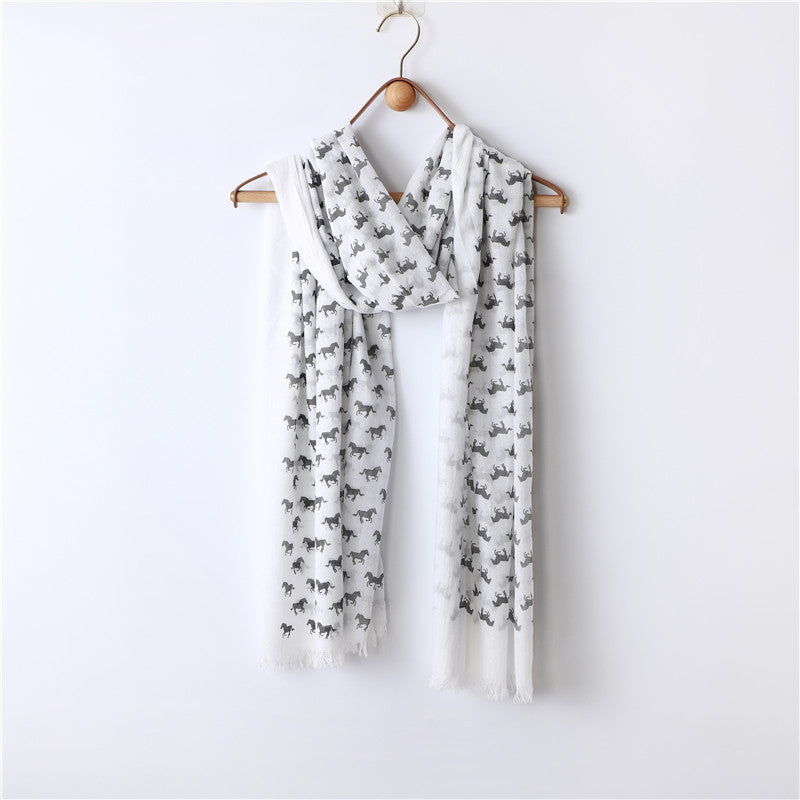 Solid Color Neutral Loose Beard Polyester-cotton Pony Print Loose Beard Tassel Men's Scarf