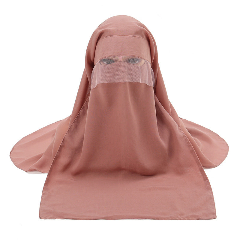 Chiffon Headscarf Mask Sun-proof Set