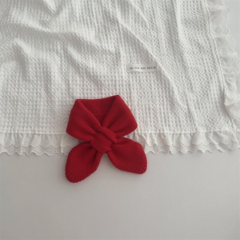 Korean Version Of Solid Color Knitted Cross Small Scarf