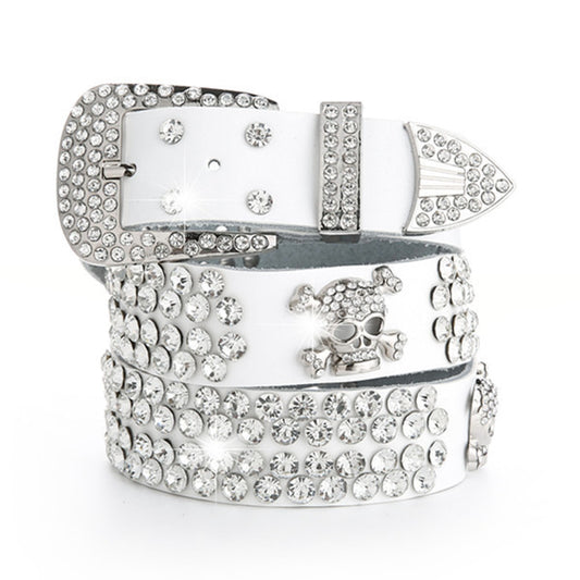 Women's Fashion Simple Rhinestone Genuine Leather Belt