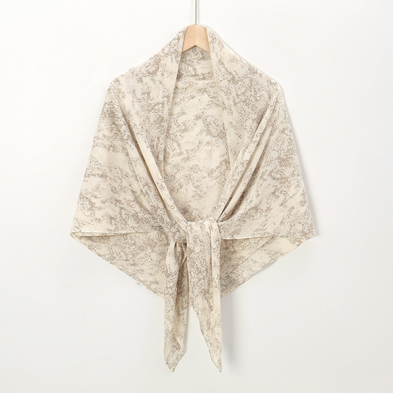 Pearl Chiffon Printed Square Scarf Pleated Scarf