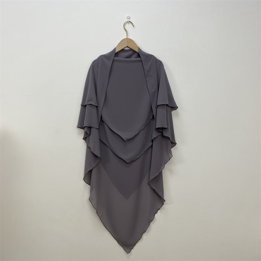 Solid Color Chiffon Turban Solid Color Double Layer