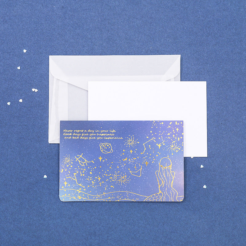 High-end Aesthetic Sulfuric Acid Paper Bronzing Folding Greeting Card Envelope Set