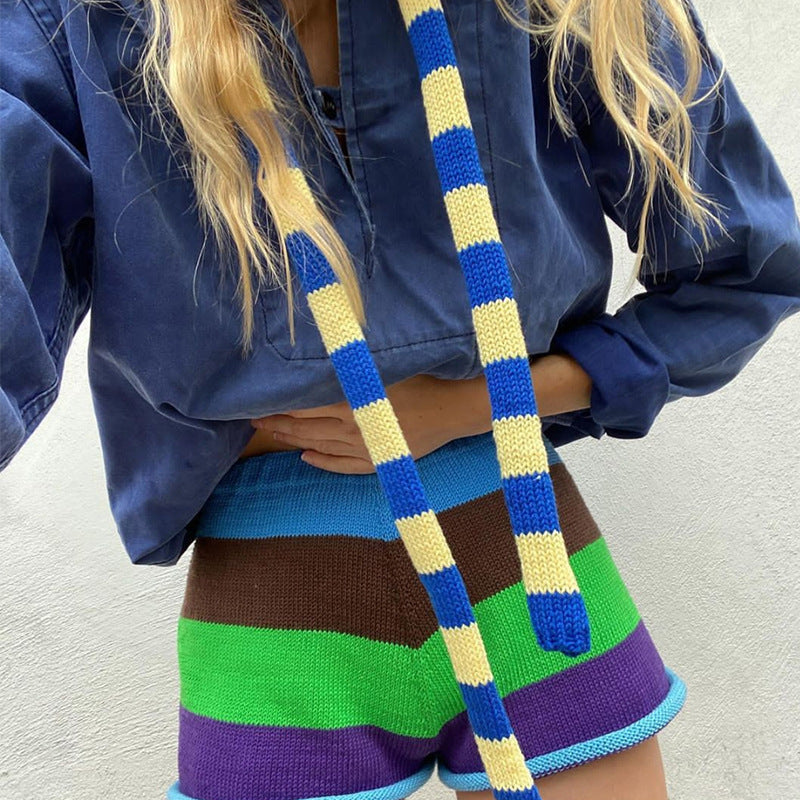 French Minority Striped Thin Scarf