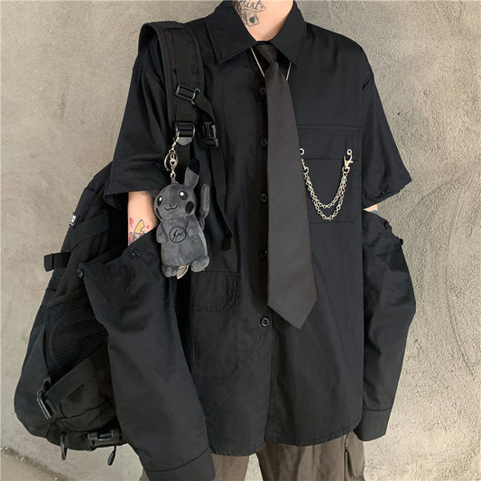 Solid Color Loose Upper Work Shirt Women's Design Sense
