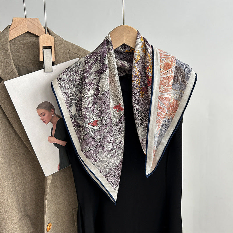 Tropical Jungle Double-color Silk Wool Square Scarf