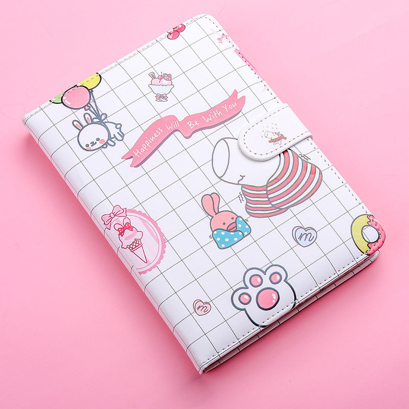 Kaba Bear Hippo Small White Magnetic Buckle Notebook Portable Notebook Girl Heart Creative Cute Hand Book