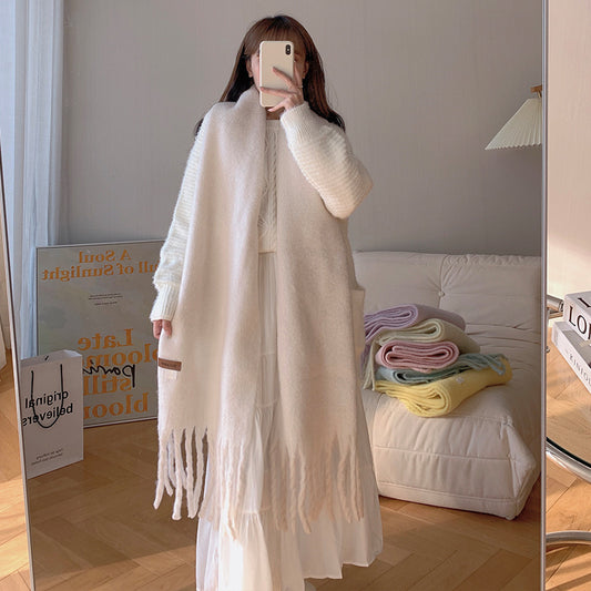 Women's Versatile Fashion Solid Color Warm Scarf