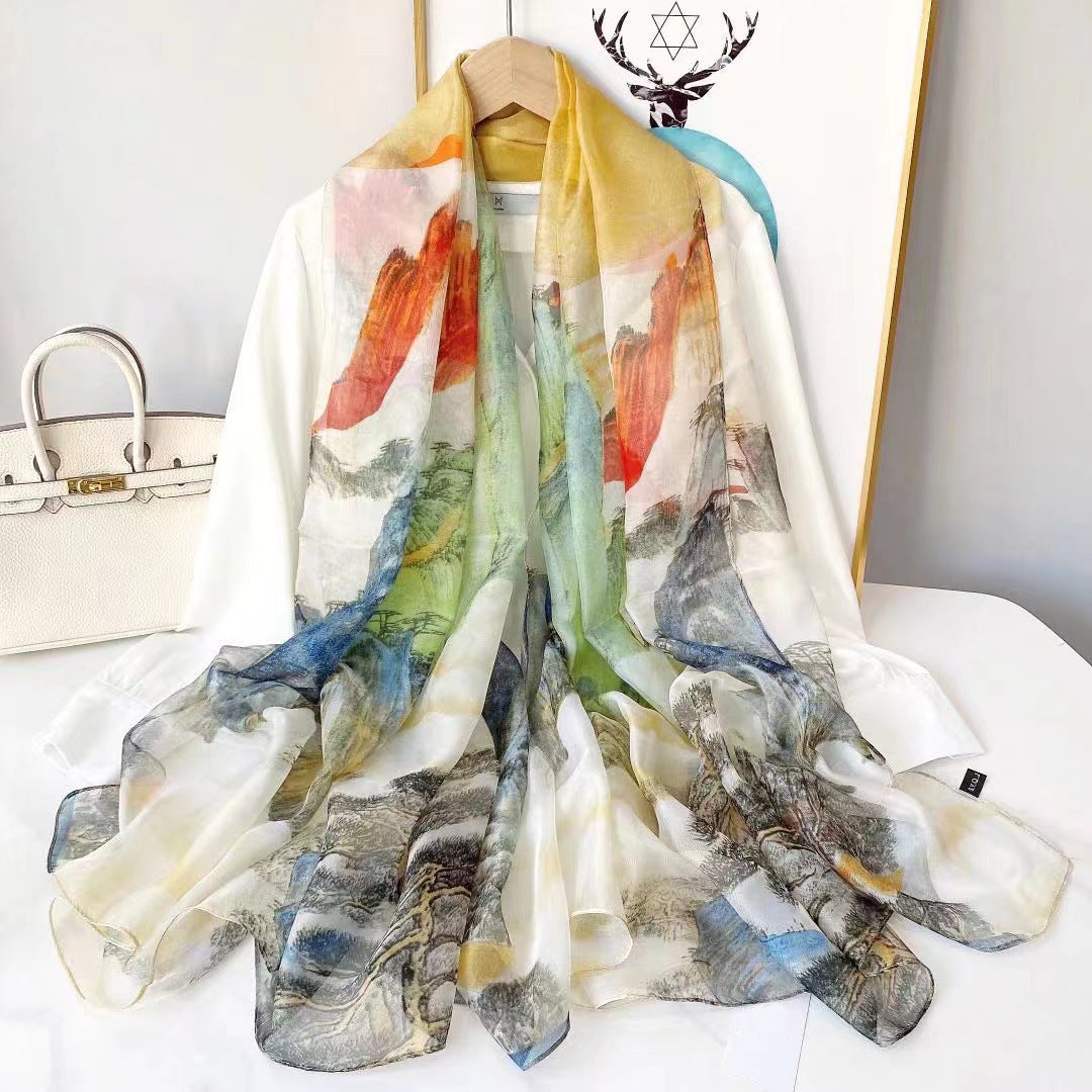 Yourou China Rose Printed Scarf
