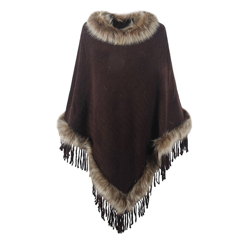 Mao Mao Yu Foreign Trade Knitted Tassel Cloak For Women