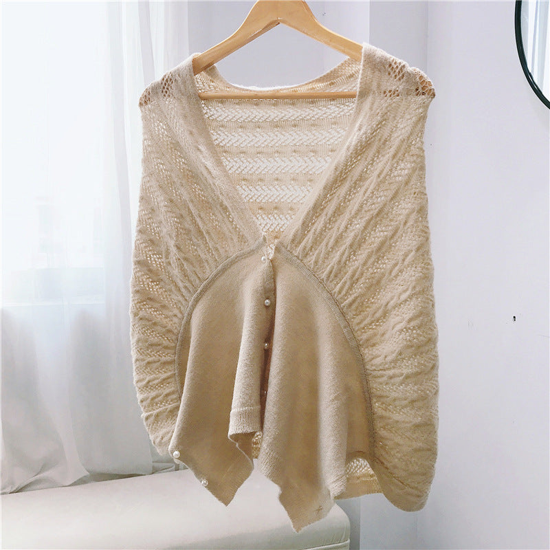 Women's Solid Color Cardigan Warm Knitted Shoulder