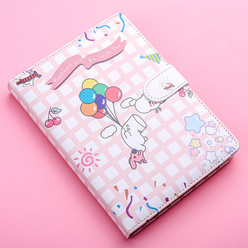Kaba Bear Hippo Small White Magnetic Buckle Notebook Portable Notebook Girl Heart Creative Cute Hand Book