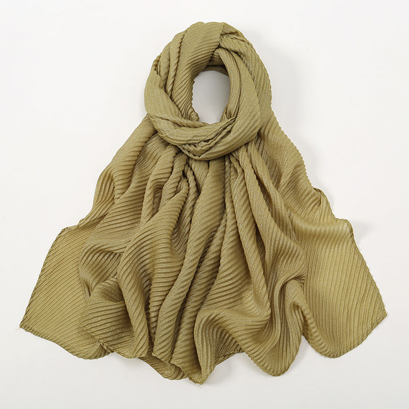 Pure Color Crumpled Polyester Soft Women's Casual Scarf