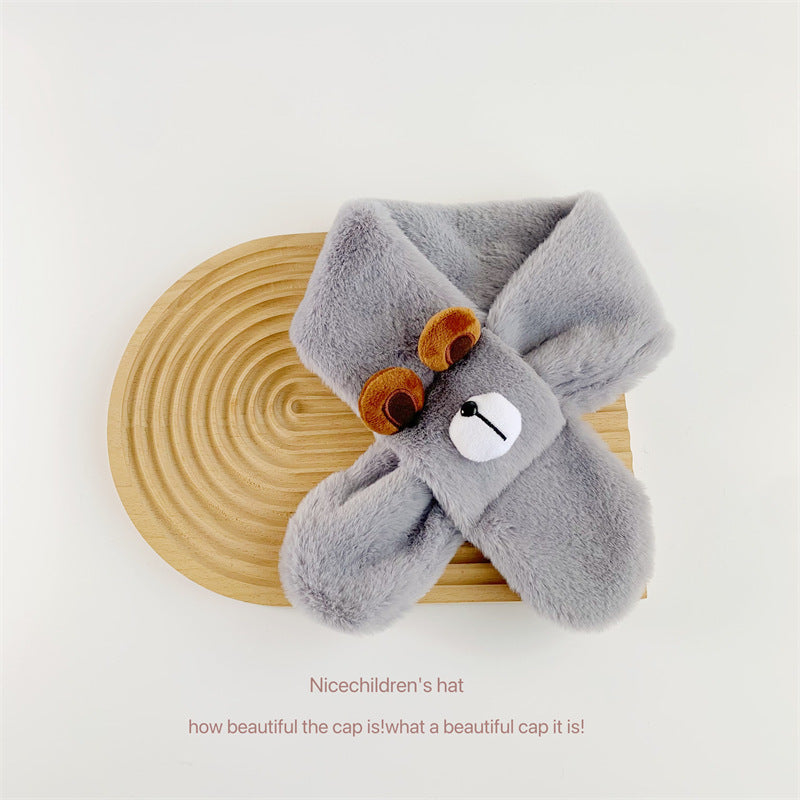 Baby Boys And Girls Winter Thermal Cute Bear Children Plush Scarf