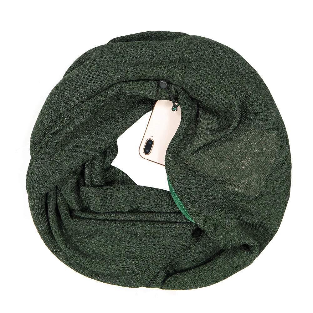 Autumn And Winter Golden Silver Couple Scarf Zipper Pocket Bib