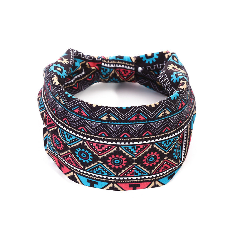 Headscarf African Print Hair Band Elastic Women Sports Yoga Hair Band Wide Brim