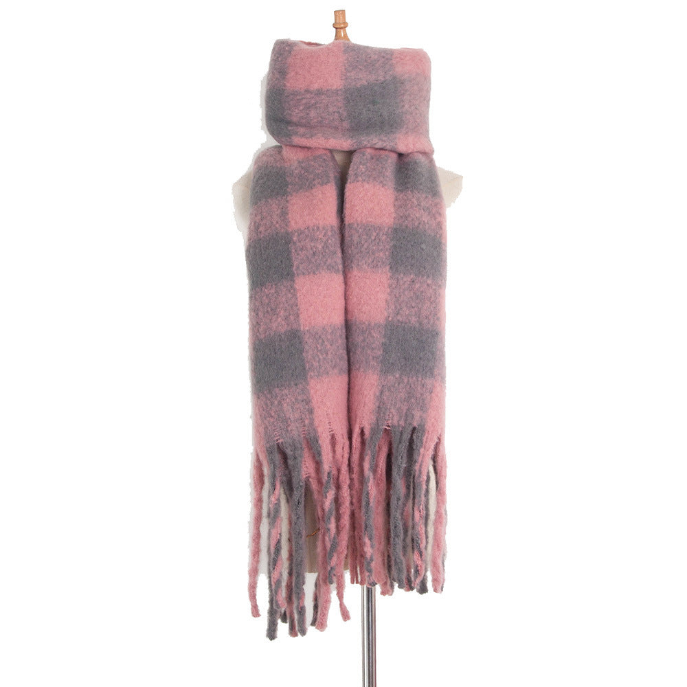 Women's Striped Thick Thick Tassel Scarf