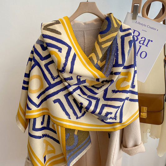 Women's Simple Thickened Warm Reversible Scarf