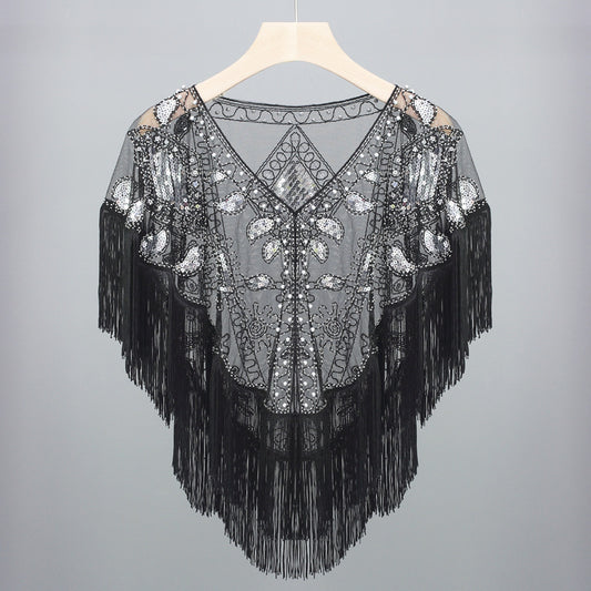 Tassel Shawl Vintage Sequined Cloak