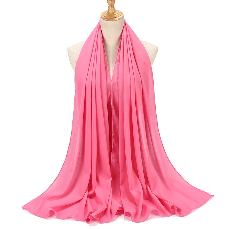 Natural Wrinkle Monochrome Chiffon Scarf Breathable Pleated Women's Toe Cap Scarf
