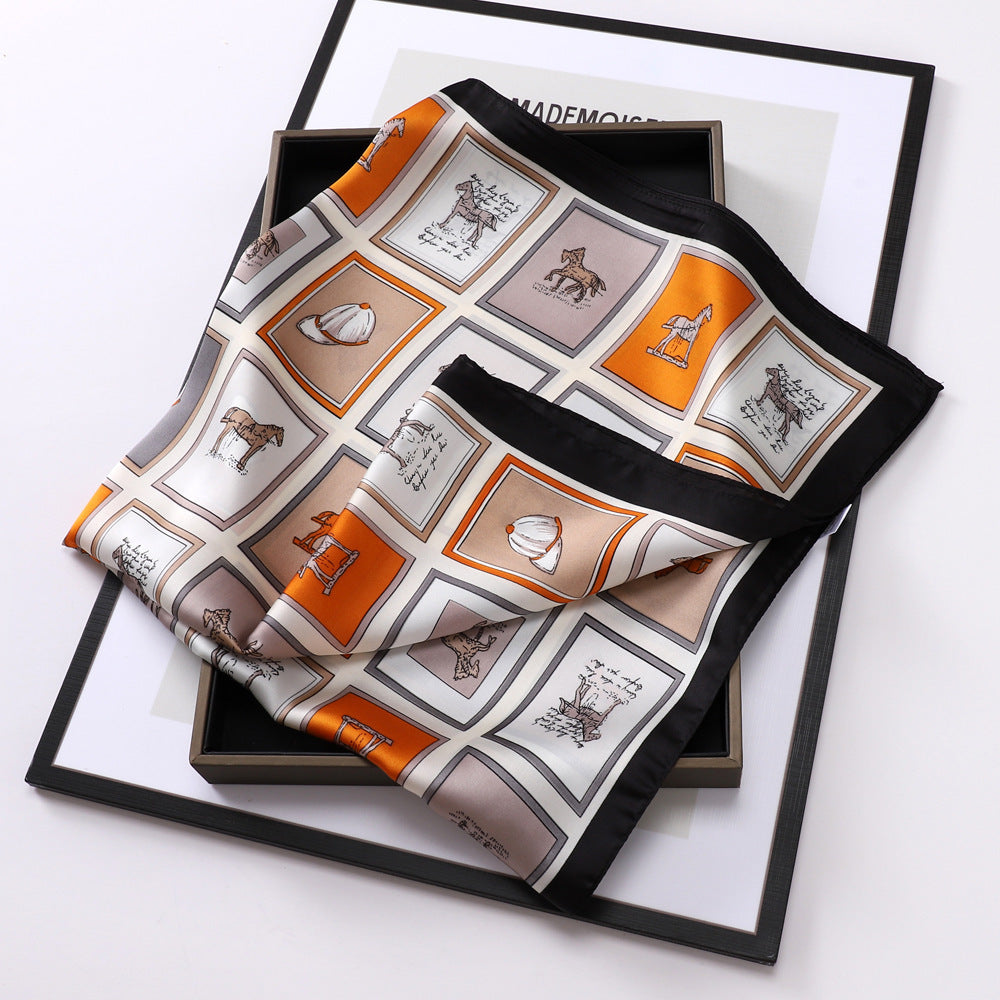 Women's Vintage Fashion Bird Check Small Neck Scarf