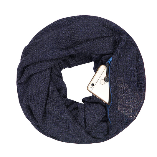 Autumn And Winter Golden Silver Couple Scarf Zipper Pocket Bib
